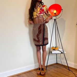 Houndstooth bandanna print wrap skirt by Talbots Petites.